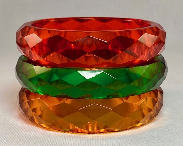 BB193 transparent orange, gold or green faceted Prystal bangles